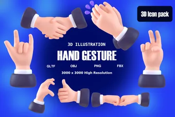 Hand Gesture 3D Icon Pack