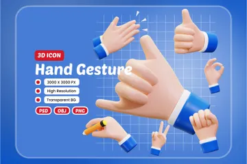 Hand Gesture 3D Icon Pack