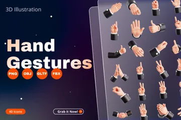 Hand Gesture 3D Icon Pack