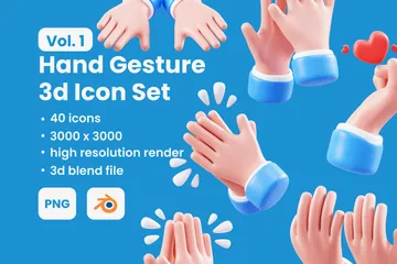 Hand Gesture 3D Icon Pack