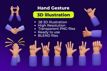 Hand Gesture 3D Icon Pack