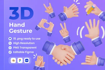 Hand Gesture 3D Icon Pack