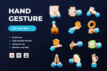 Hand Gesture 3D Icon Pack