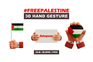パレスチナについての手のジェスチャー 3D Iconパック