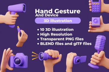 Hand Gesture And Device 3D Icon Pack