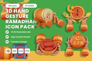 Hand Gesture Ramadan 3D Icon Pack