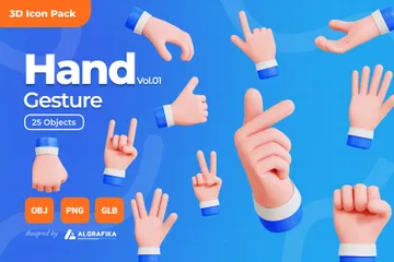 Hand Gesture Vol 1 3D Icon Pack