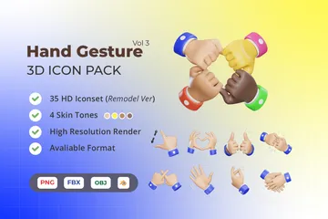 Hand Gesture Vol 3 3D Icon Pack