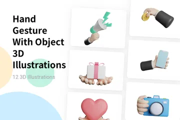 Hand Gesture With Object 3D Illustration Pack