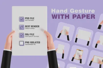 Hand Gesture With Paper 3D Icon Pack
