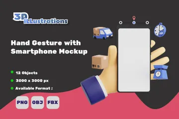 Hand Gesture With Smartphone Mockup 3D Icon Pack