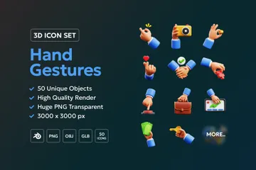 Hand Gestures 3D Icon Pack