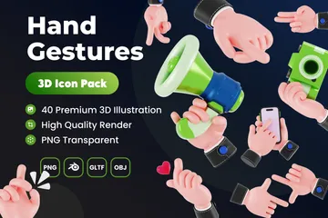 Hand Gestures 3D Icon Pack