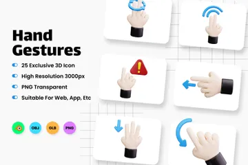 Hand Gestures 3D Icon Pack