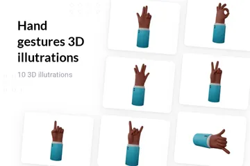 Free Hand Gestures - Dark 3D Illustration Pack