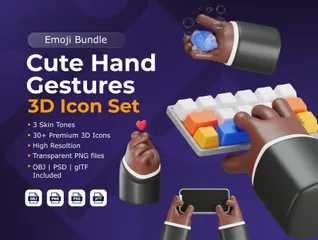 Hand Gestures - Dark Skintone 3D Icon Pack