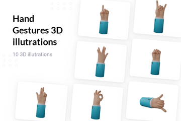 Hand Gestures - Light 3D Illustration Pack