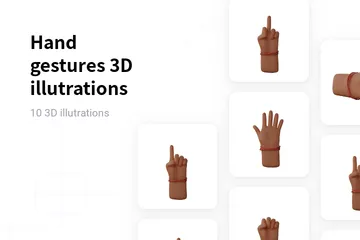 Free Hand Gestures - Medium Dark 3D Illustration Pack