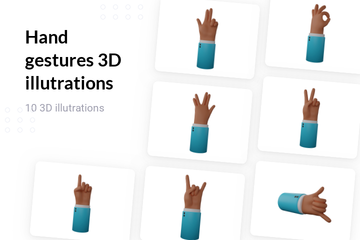 Hand Gestures - Medium Dark 3D Illustration Pack