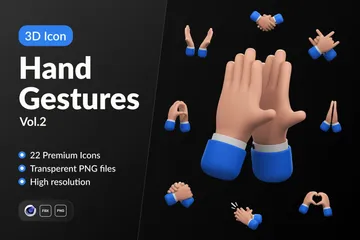 Hand Gestures Vol.2 3D Icon Pack