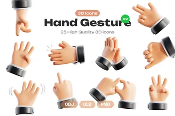 Hand Gestures Vol. 2 3D Icon Pack