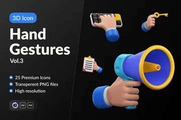 Hand Gestures Vol.3 3D Icon Pack