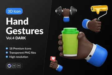 Hand Gestures Vol.4 Dark 3D Icon Pack