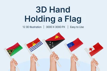 Hand hält eine Flagge 3D Icon Pack