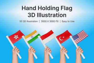 Hand hält Flagge 3D Icon Pack