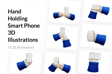 Hand hält Smartphone 3D Illustration Pack