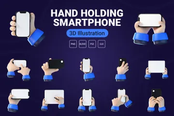 Hand hält Smartphone 3D Icon Pack