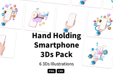 Hand hält Smartphone 3D Illustration Pack