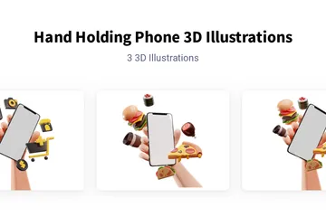 Hand hält Telefon 3D Illustration Pack