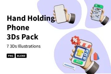 Hand hält Telefon 3D Illustration Pack