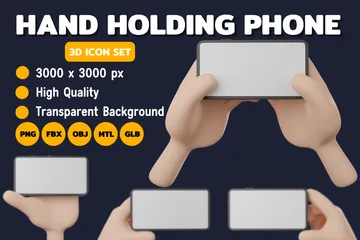 Hand hält Telefon 3D Icon Pack