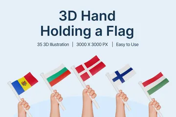 Hand Holding A Flag 3D Icon Pack