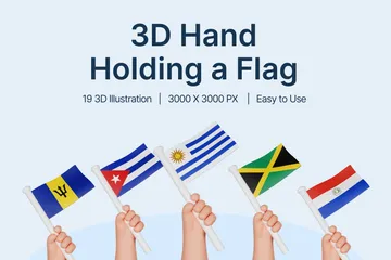 Hand Holding A Flag 3D Icon Pack