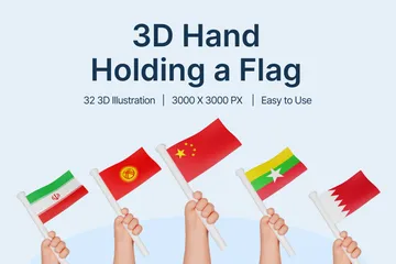 Hand Holding A Flag 3D Icon Pack