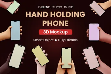 Hand Holding A Smartphone Mock-up 3D Icon Pack