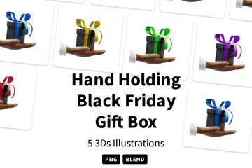 Free Hand Holding Black Friday Gift Box 3D Icon Pack
