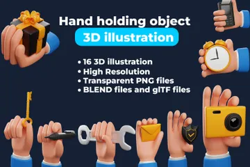 Hand Holding Object 3D Icon Pack