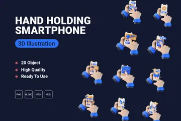 Hand Holding Smartphone 3D Icon Pack