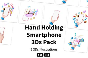 Hand Holding Smartphone 3D Illustration Pack