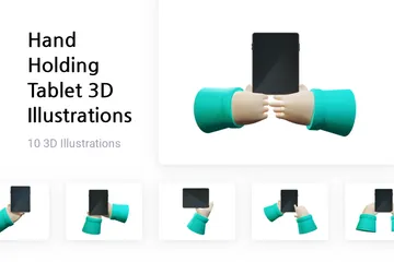 Hand hält Tablet 3D Illustration Pack