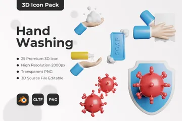 Hand Washing 3D Icon Pack