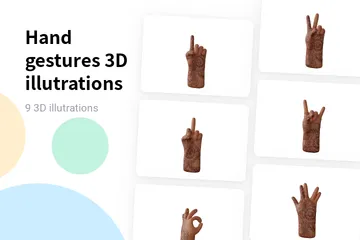 Free Handgesten - Mitteldunkel 3D Illustration Pack