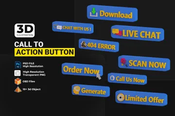 Call-to-Action-Schaltfläche 3D Icon Pack