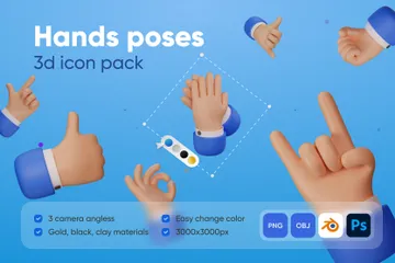 Hands Poses 3D Illustration Pack