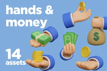 Hands With Money 3D Icon Pack