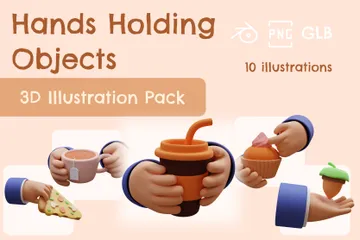 Hands With Objects 3D Icon Pack